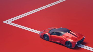 Markasız, jenerik konsept bir arabanın 3 boyutlu çizimi