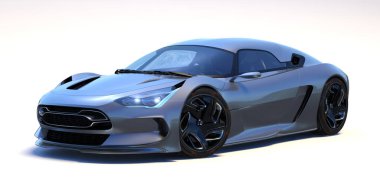 Markasız, jenerik konsept bir arabanın 3 boyutlu çizimi