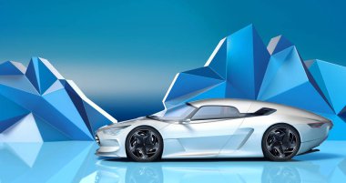 Markasız, jenerik konsept bir arabanın 3 boyutlu çizimi