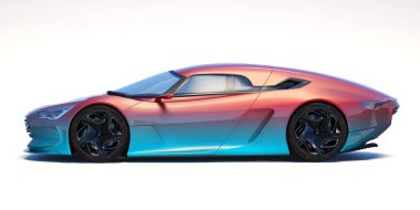 Markasız, jenerik konsept bir arabanın 3 boyutlu çizimi