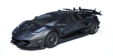 Markasız, jenerik konsept bir arabanın 3 boyutlu çizimi