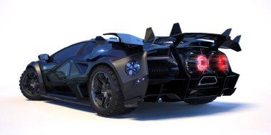 Markasız, jenerik konsept bir arabanın 3 boyutlu çizimi