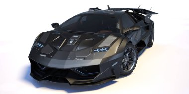 Markasız, jenerik konsept bir arabanın 3 boyutlu çizimi