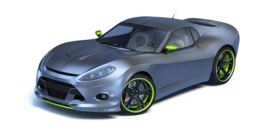 Markasız, jenerik konsept bir arabanın 3 boyutlu çizimi