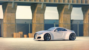 Markasız, jenerik konsept bir arabanın 3 boyutlu çizimi