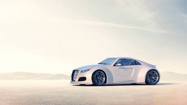 Markasız, jenerik konsept bir arabanın 3 boyutlu çizimi