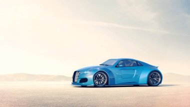 Markasız, jenerik konsept bir arabanın 3 boyutlu çizimi