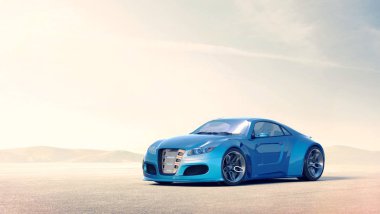 Markasız, jenerik konsept bir arabanın 3 boyutlu çizimi