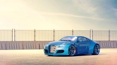 Markasız, jenerik konsept bir arabanın 3 boyutlu çizimi