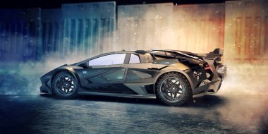 Markasız, jenerik konsept bir arabanın 3 boyutlu çizimi