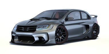 Markasız, jenerik konsept bir arabanın 3 boyutlu çizimi