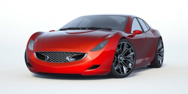 Markasız, jenerik konsept bir arabanın 3 boyutlu çizimi