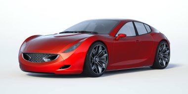 Markasız, jenerik konsept bir arabanın 3 boyutlu çizimi