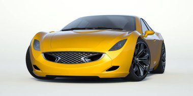 Markasız, jenerik konsept bir arabanın 3 boyutlu çizimi