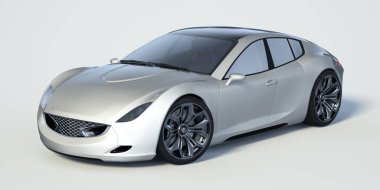 Markasız, jenerik konsept bir arabanın 3 boyutlu çizimi