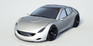 Markasız, jenerik konsept bir arabanın 3 boyutlu çizimi