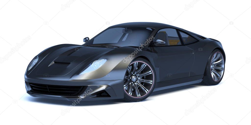 3D rendering of a brand-less generic concept car