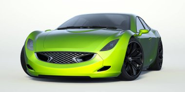 Markasız, jenerik konsept bir arabanın 3 boyutlu çizimi