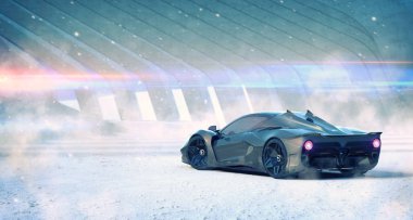 Markasız, jenerik konsept bir arabanın 3 boyutlu çizimi