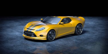 Markasız, jenerik konsept bir arabanın 3 boyutlu çizimi