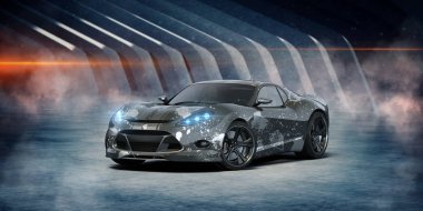 Markasız, jenerik konsept bir arabanın 3 boyutlu çizimi