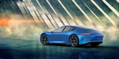 Markasız, jenerik konsept bir arabanın 3 boyutlu çizimi