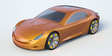 Markasız, jenerik konsept bir arabanın 3 boyutlu çizimi