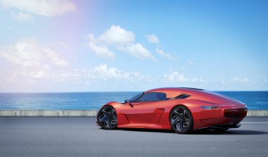 Markasız, jenerik konsept bir arabanın 3 boyutlu çizimi