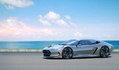 Markasız, jenerik konsept bir arabanın 3 boyutlu çizimi