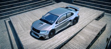 Markasız, jenerik konsept bir arabanın 3 boyutlu çizimi