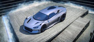 Markasız, jenerik konsept bir arabanın 3 boyutlu çizimi