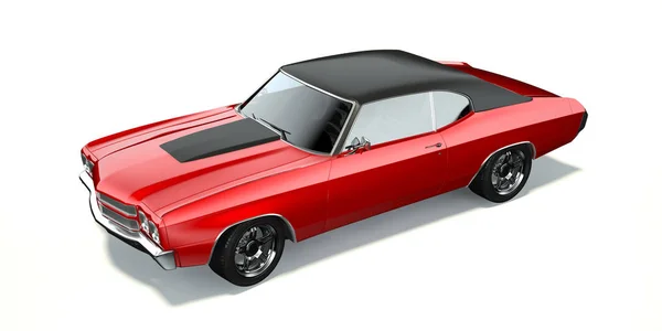 Rendering Brand Less Generic Muscle Car Isolated White — Stock Photo, Image