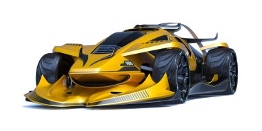 Markasız, jenerik konsept bir arabanın 3 boyutlu çizimi