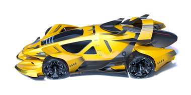 Markasız, jenerik konsept bir arabanın 3 boyutlu çizimi