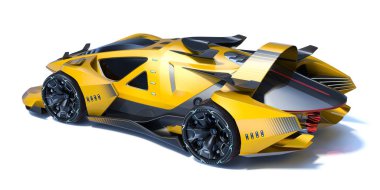 Markasız, jenerik konsept bir arabanın 3 boyutlu çizimi