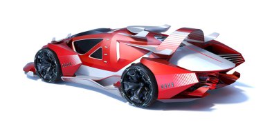 Markasız, jenerik konsept bir arabanın 3 boyutlu çizimi