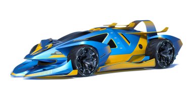 Markasız, jenerik konsept bir arabanın 3 boyutlu çizimi