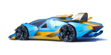 Markasız, jenerik konsept bir arabanın 3 boyutlu çizimi