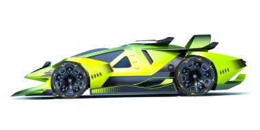 Markasız, jenerik konsept bir arabanın 3 boyutlu çizimi