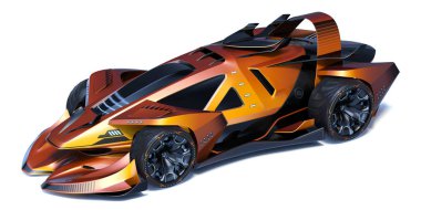 Markasız, jenerik konsept bir arabanın 3 boyutlu çizimi