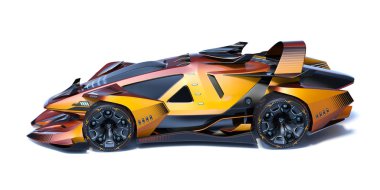 Markasız, jenerik konsept bir arabanın 3 boyutlu çizimi