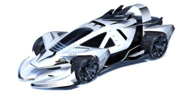 Markasız, jenerik konsept bir arabanın 3 boyutlu çizimi