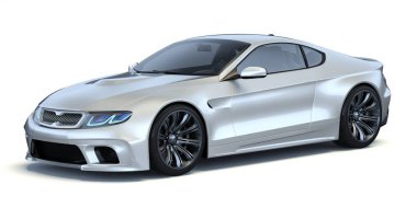 Markasız, jenerik konsept bir arabanın 3 boyutlu çizimi