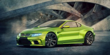 Markasız, jenerik konsept bir arabanın 3 boyutlu çizimi