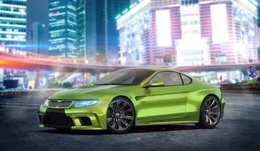 Markasız, jenerik konsept bir arabanın 3 boyutlu çizimi