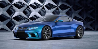 Markasız, jenerik konsept bir arabanın 3 boyutlu çizimi