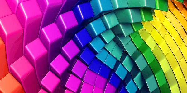 Colorful illustration of rainbow colors cubes, abstract background