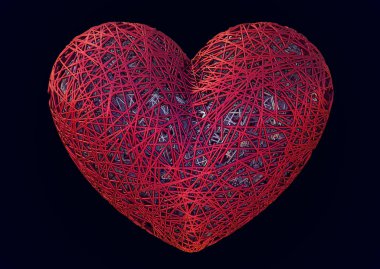 İplik yapılmış kalp şekli renkli Illustration, Sevgililer günü sembolü