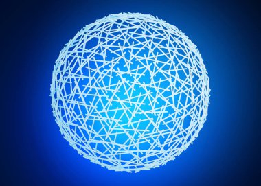 Mavi arka planda soyut şekiller ile renkli 3D illüstrasyon