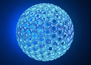 Mavi arka planda soyut şekiller ile renkli 3D illüstrasyon